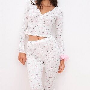 For Love & Lemons Pointelle Long Sleeve Sleep Set